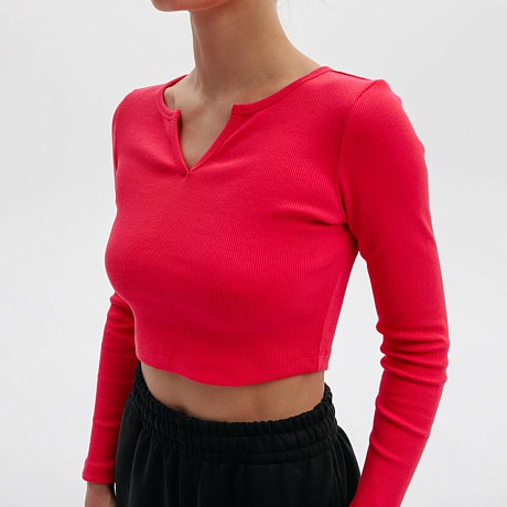 Лонгслив CAMPUS RIBBED CORAL
